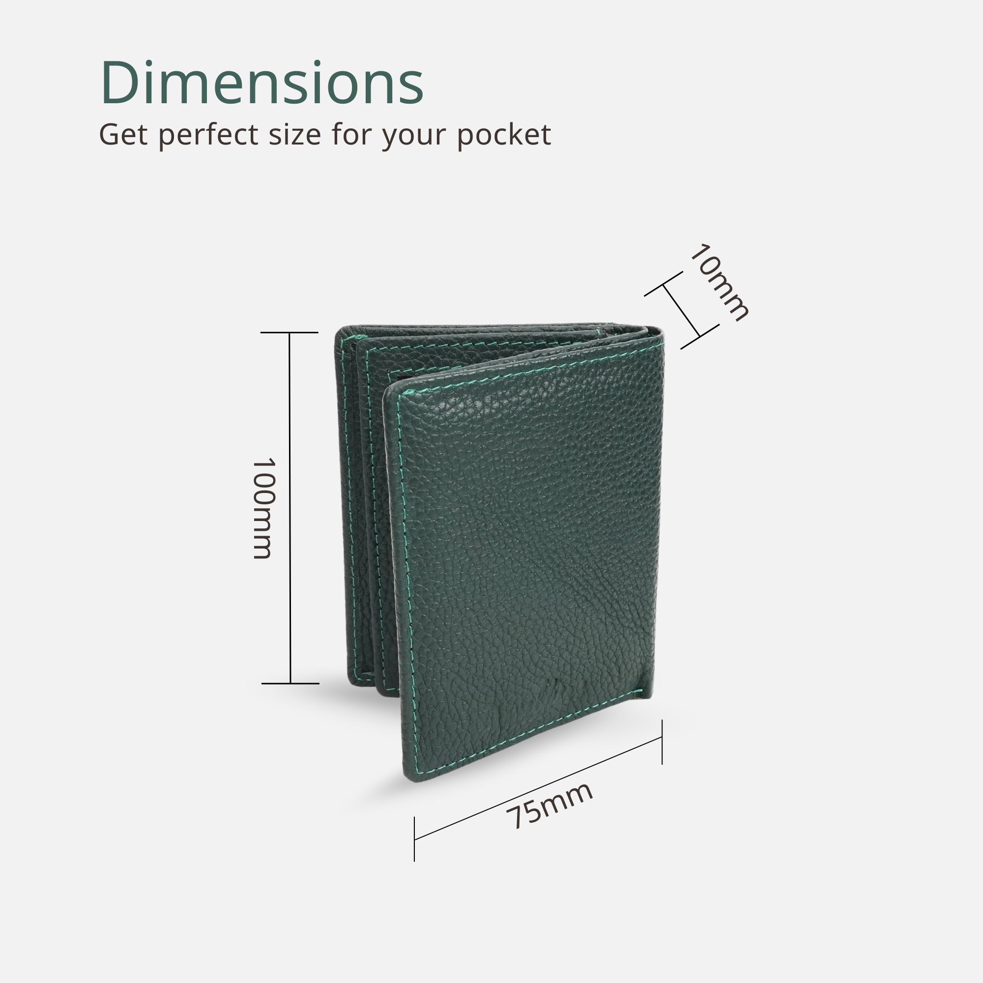 Green Leather Card Holder for Men with Card & ID Slots