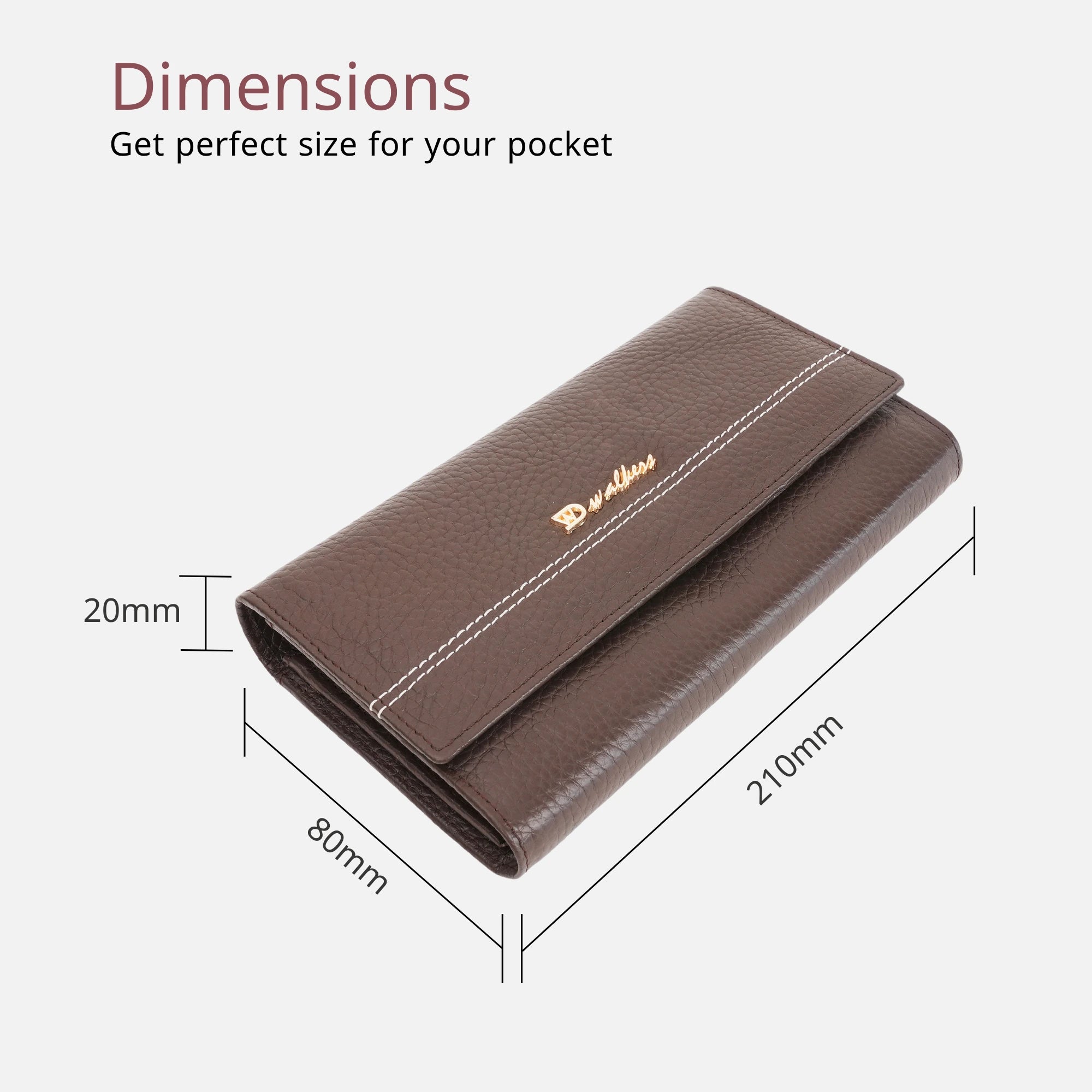 Classic Brown Leather Bifold Clutch for Women
