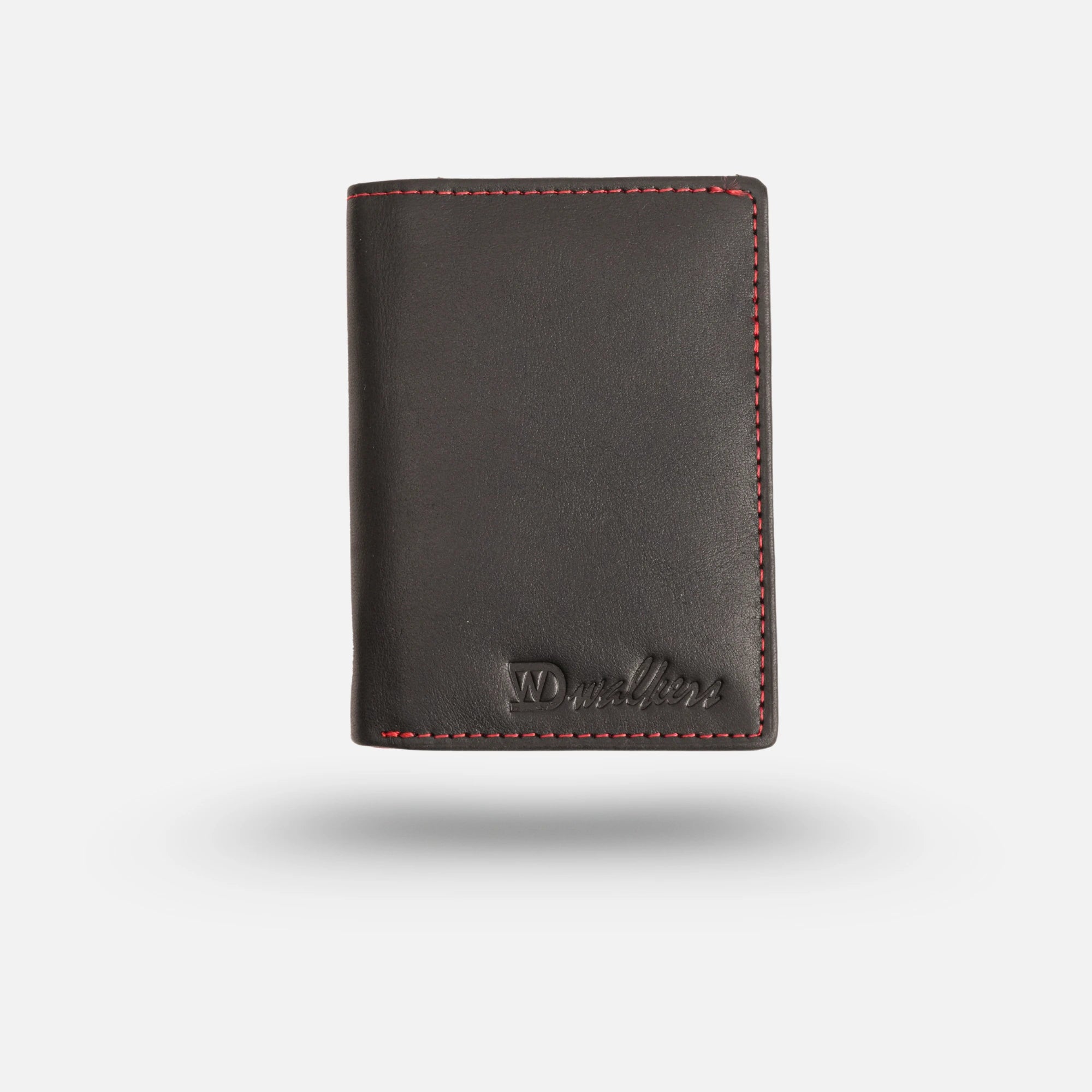 Bold Black and Red Leather Card Holder for Men with Card, Cash & Coin Slots