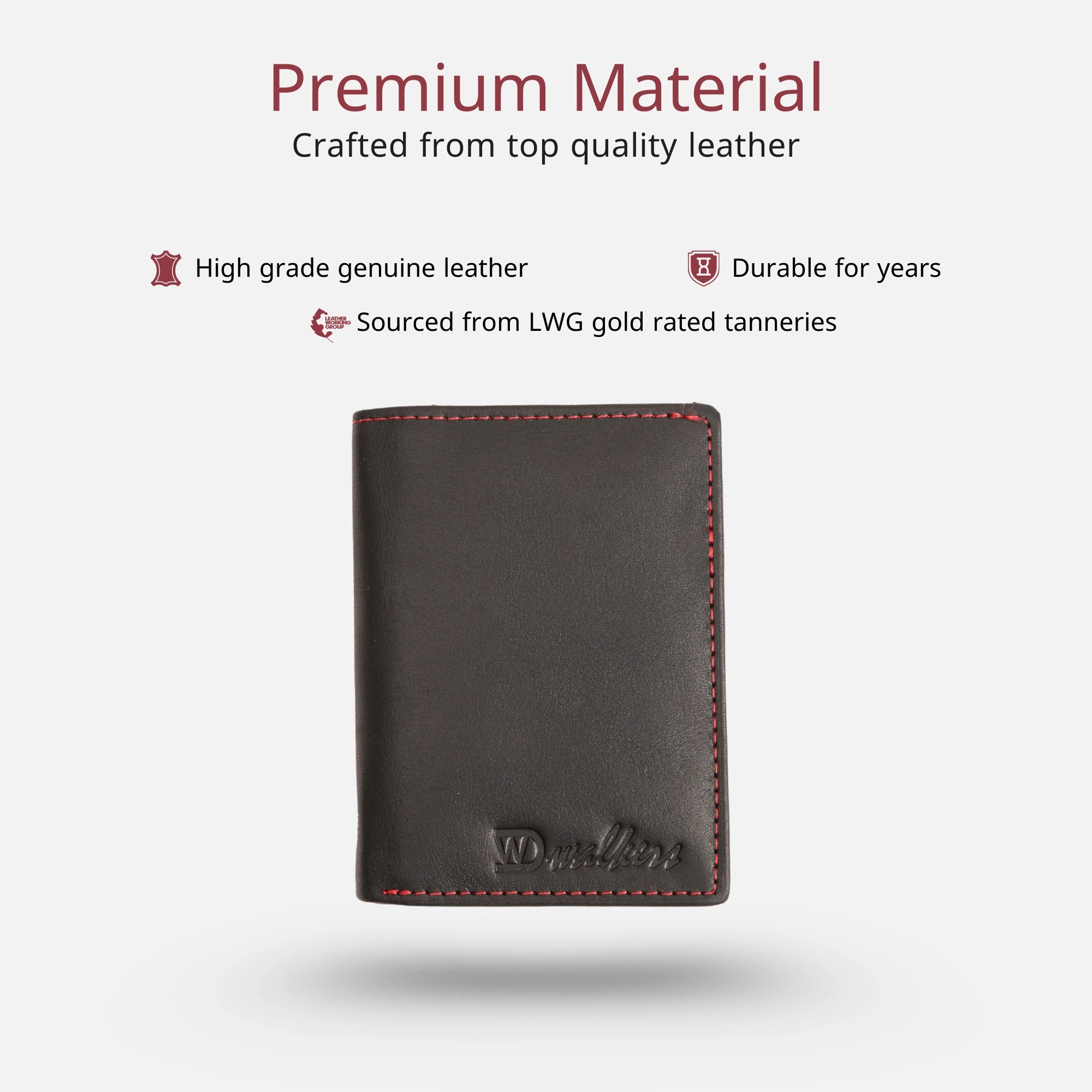 Bold Black and Red Leather Card Holder for Men with Card, Cash & Coin Slots