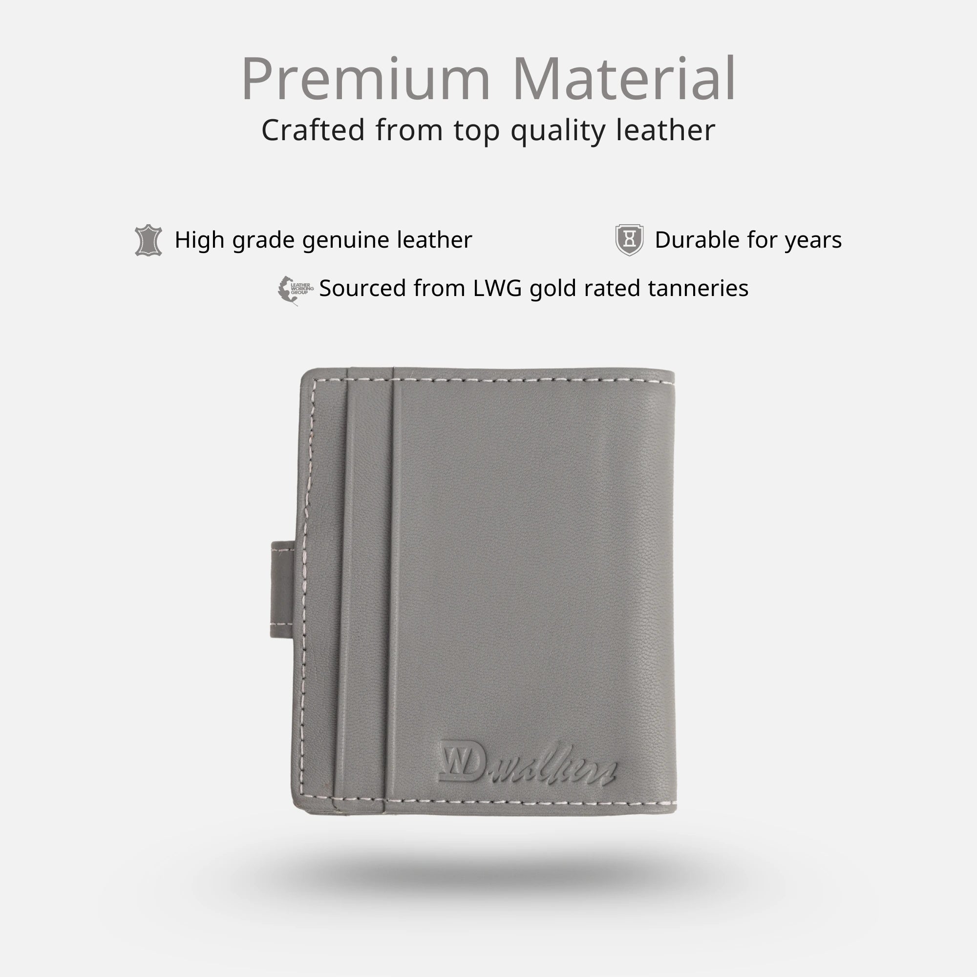 Grey Genuine Leather Card Holder for Men with Card & ID Slots