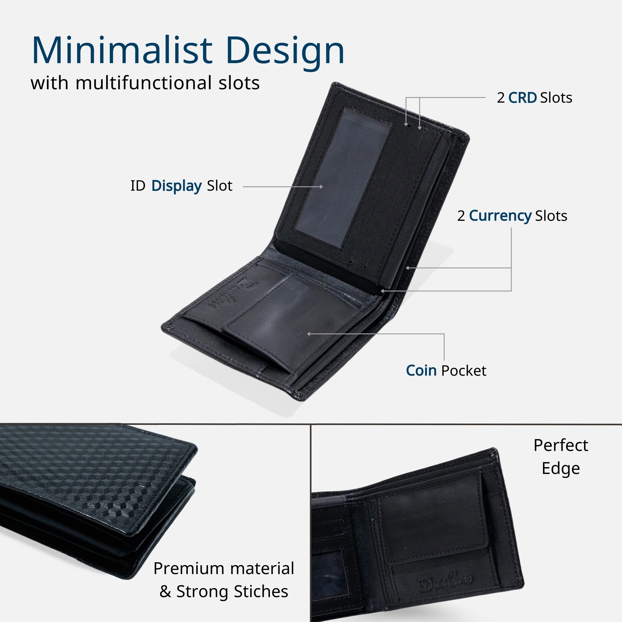Black leather wallet for men