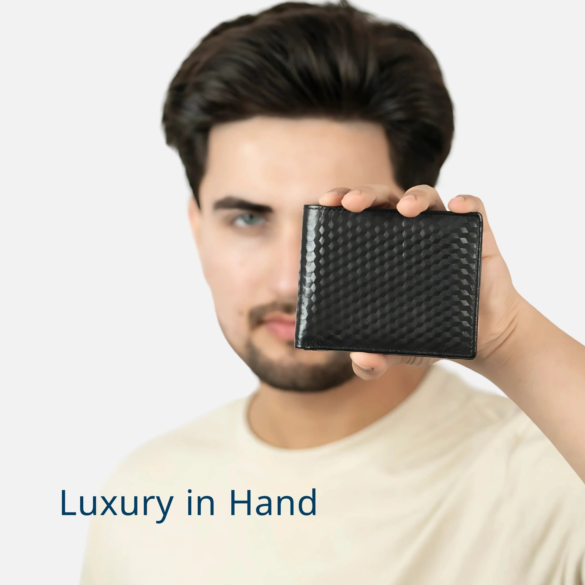 Natural black leather wallet for men