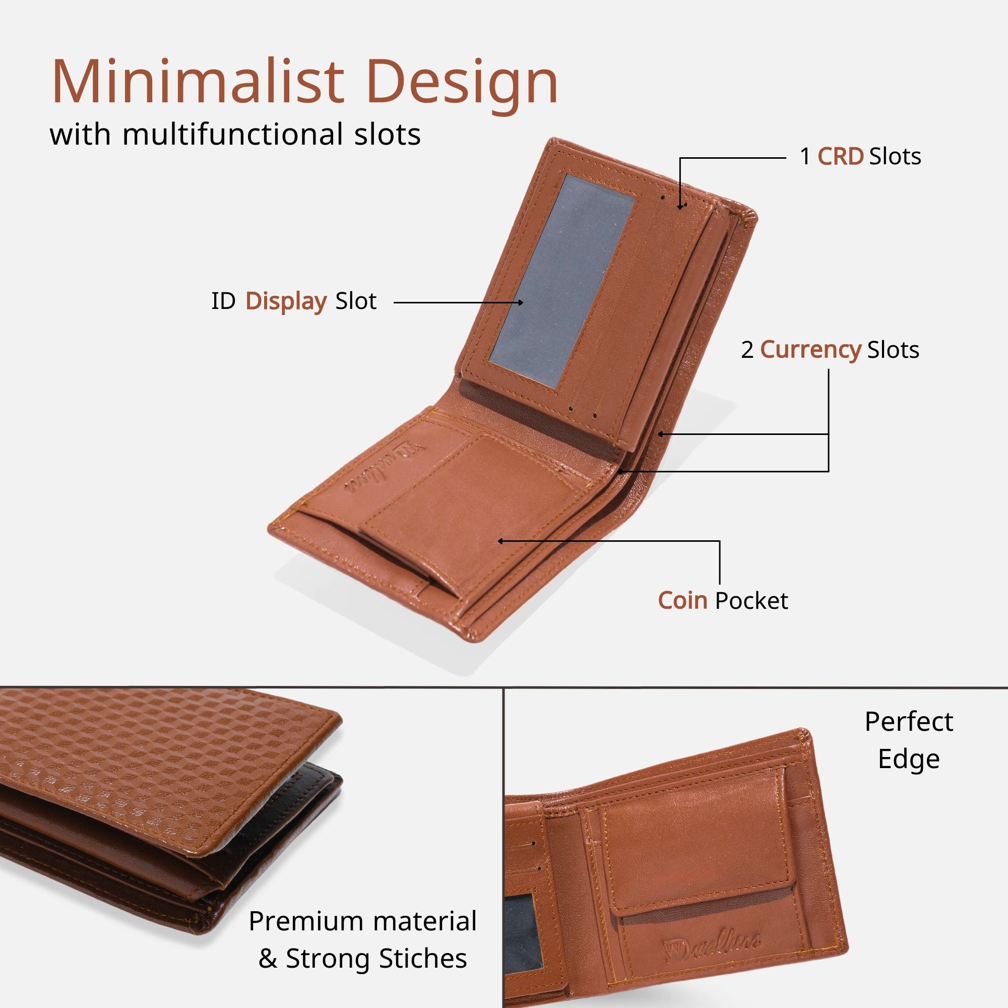 Genuine tan leather wallet for men