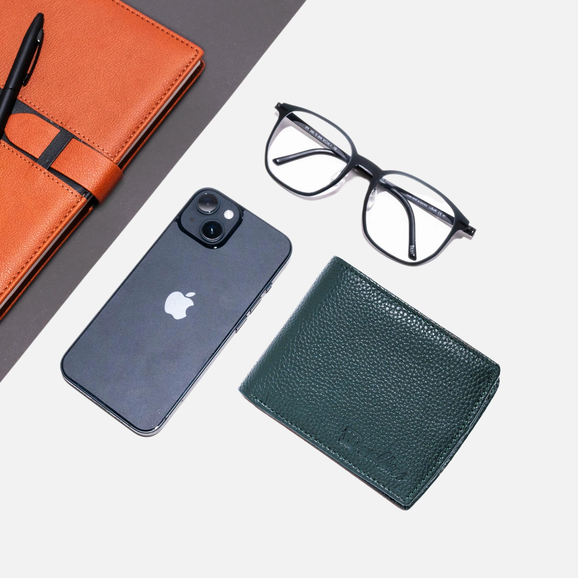 Olive pure leather wallet for men