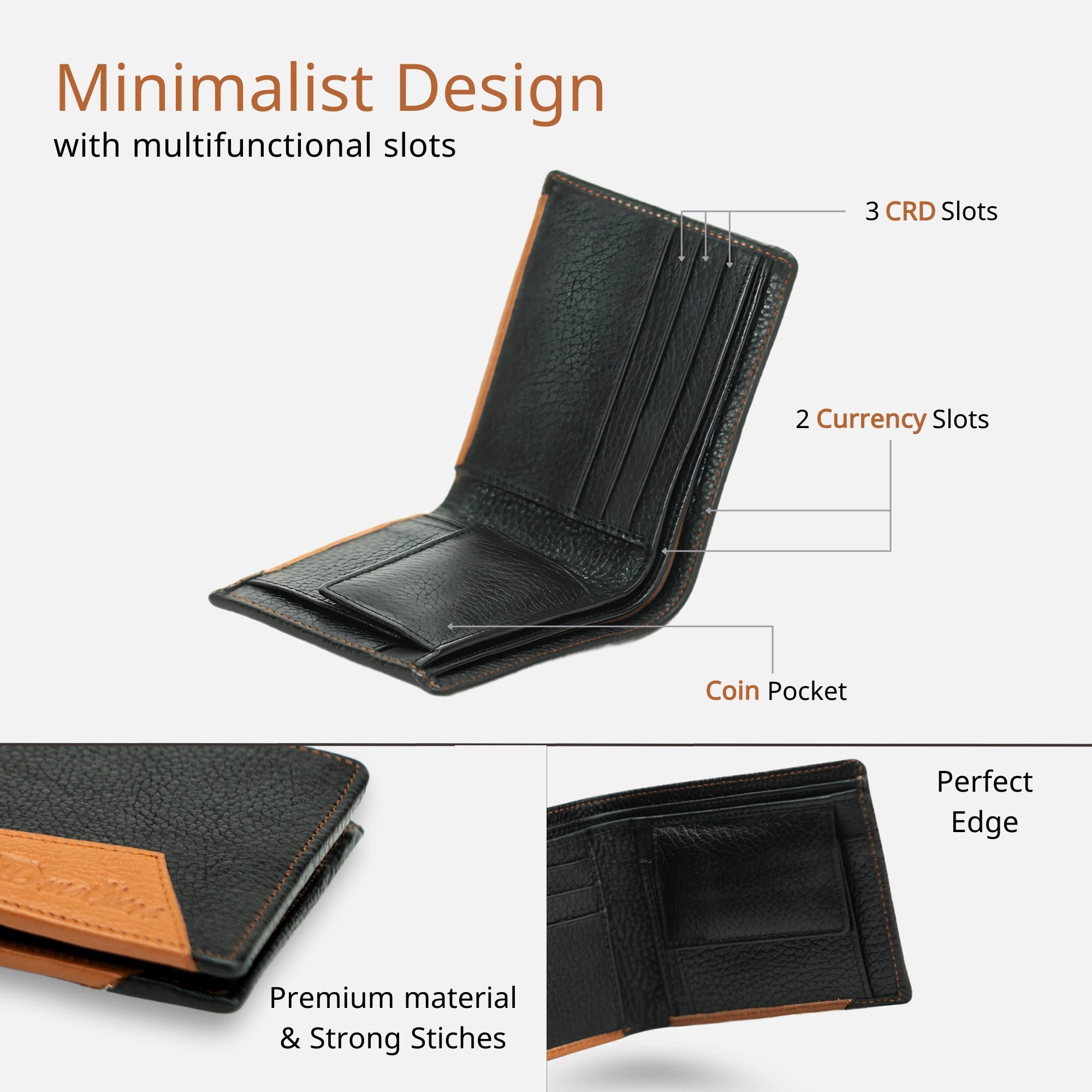 Genuine tan leather wallet for men