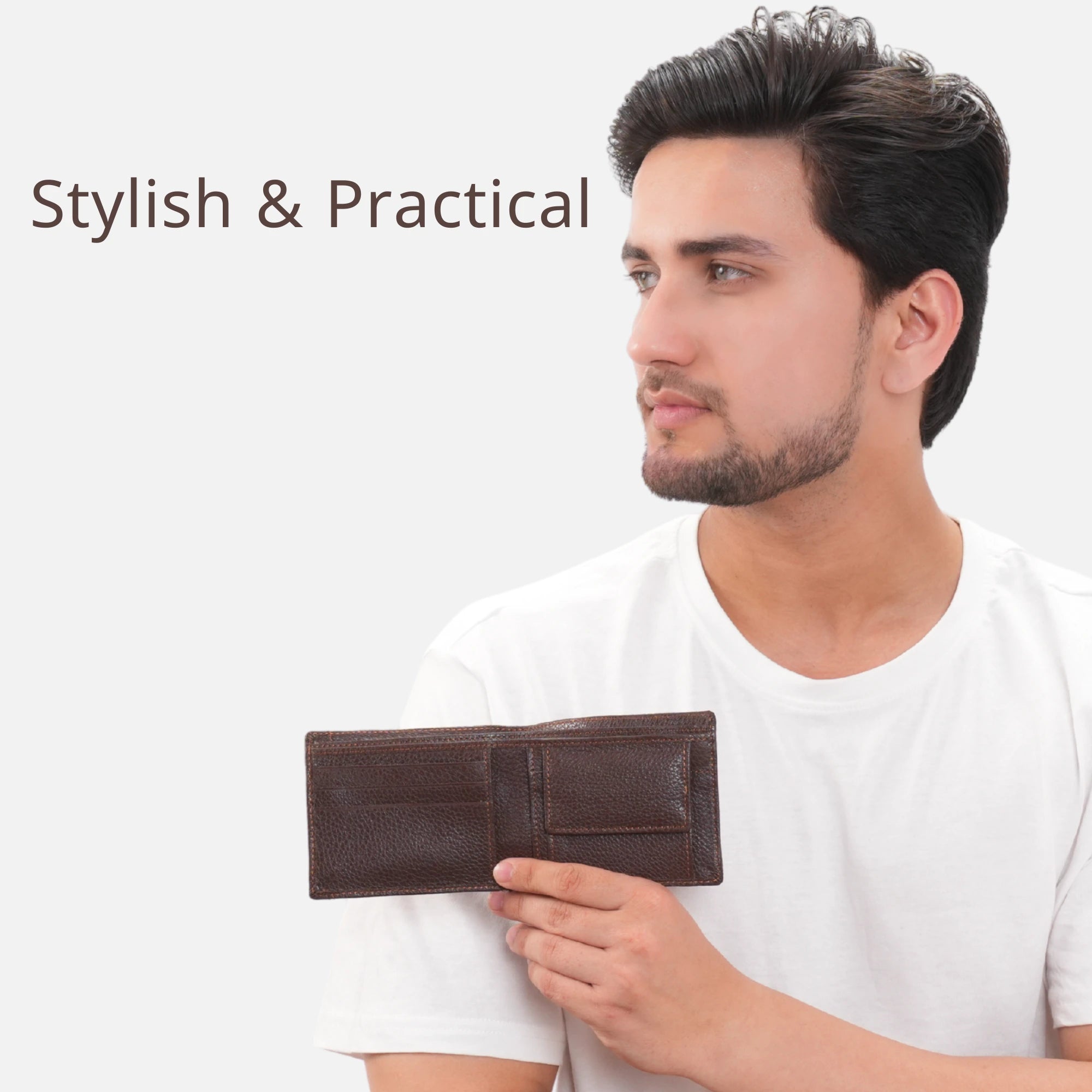 Genuine brownleather wallet for men