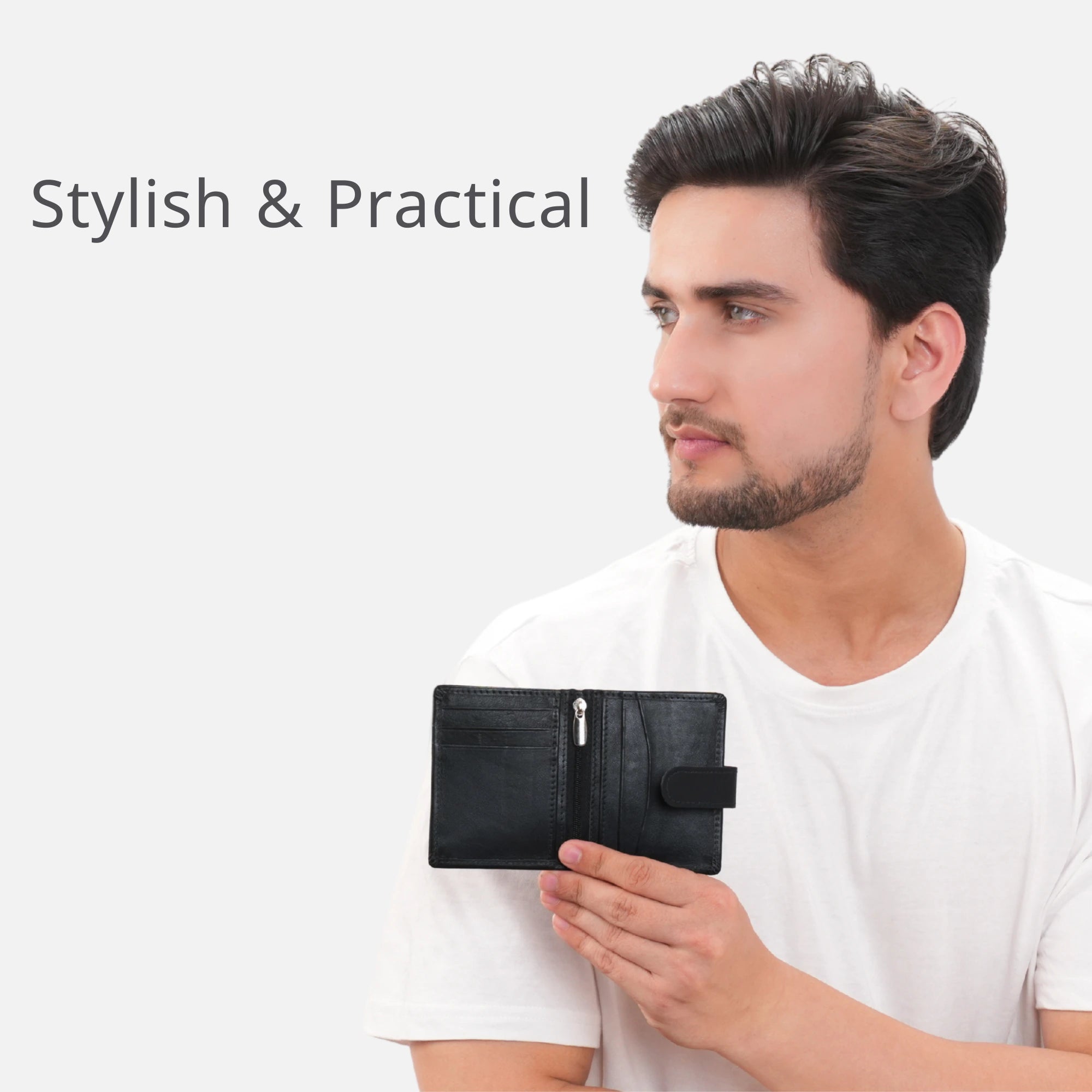 Lite Black Smart Leather Wallet for Men with Card & Cash Slots