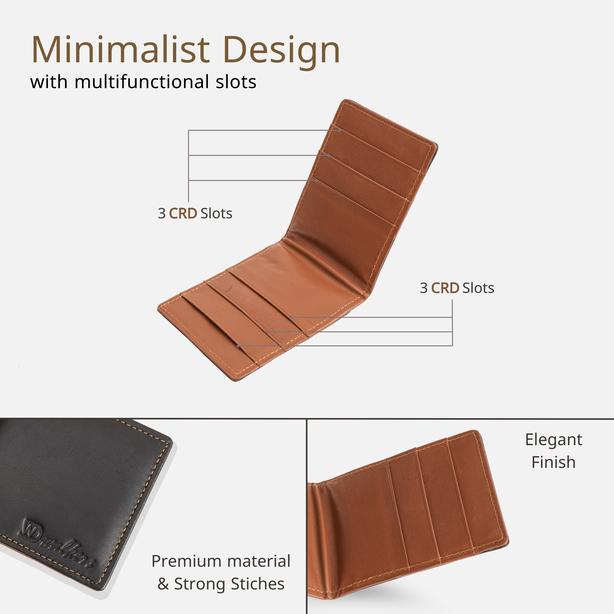 Trendy Black & Beige Leather Card Holder for Men with Card Slots