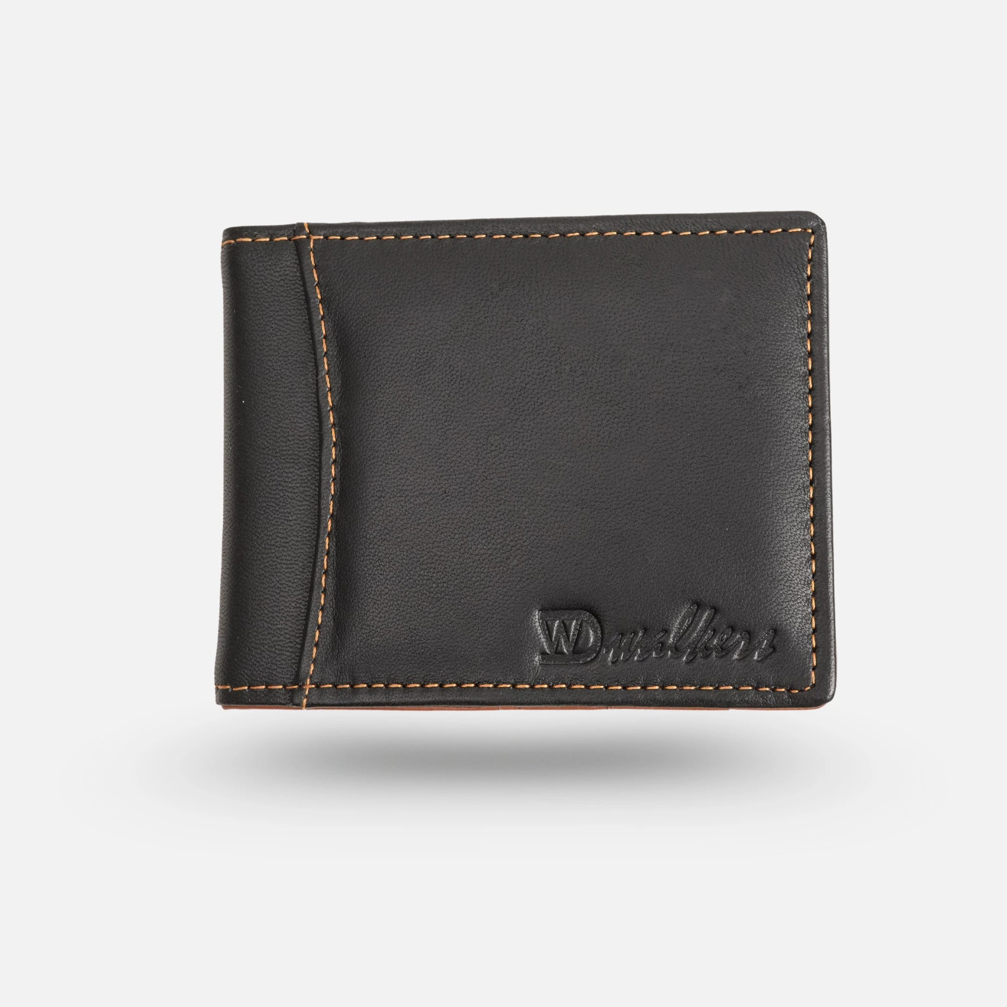 Trendy Black & Beige Leather Card Holder for Men with Card Slots