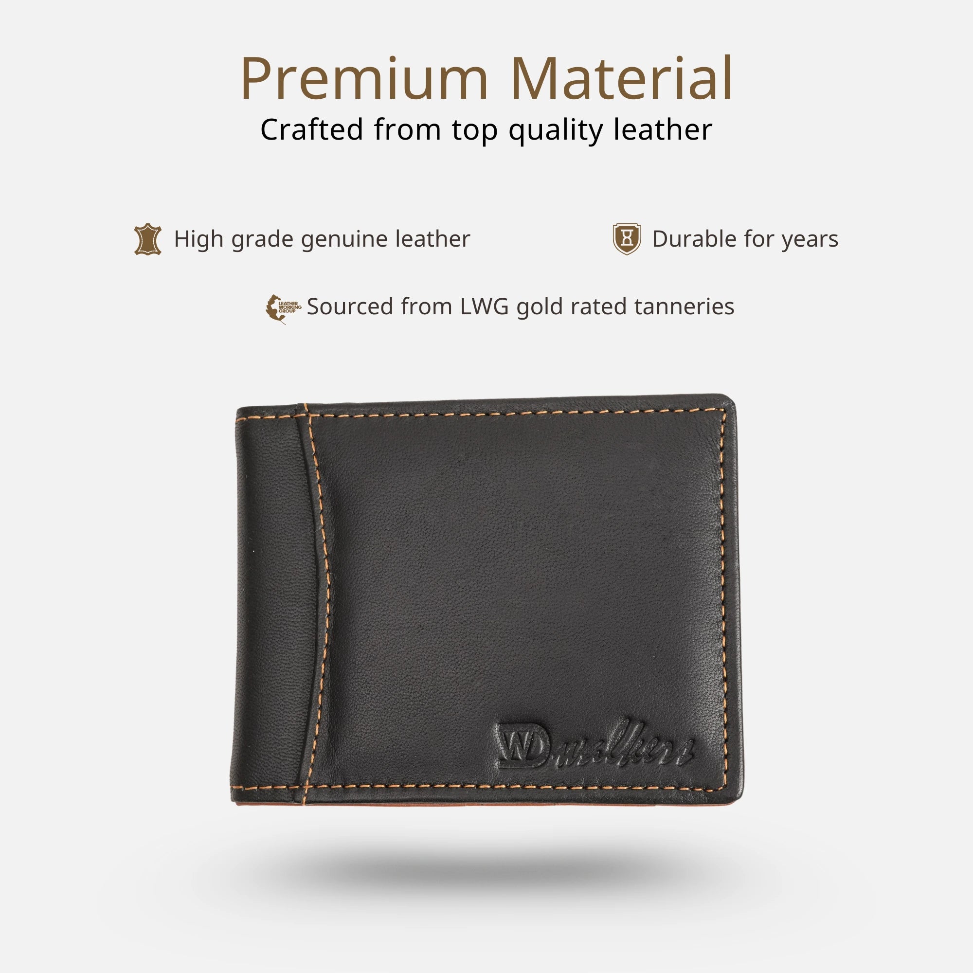 Trendy Black & Beige Leather Card Holder for Men with Card Slots