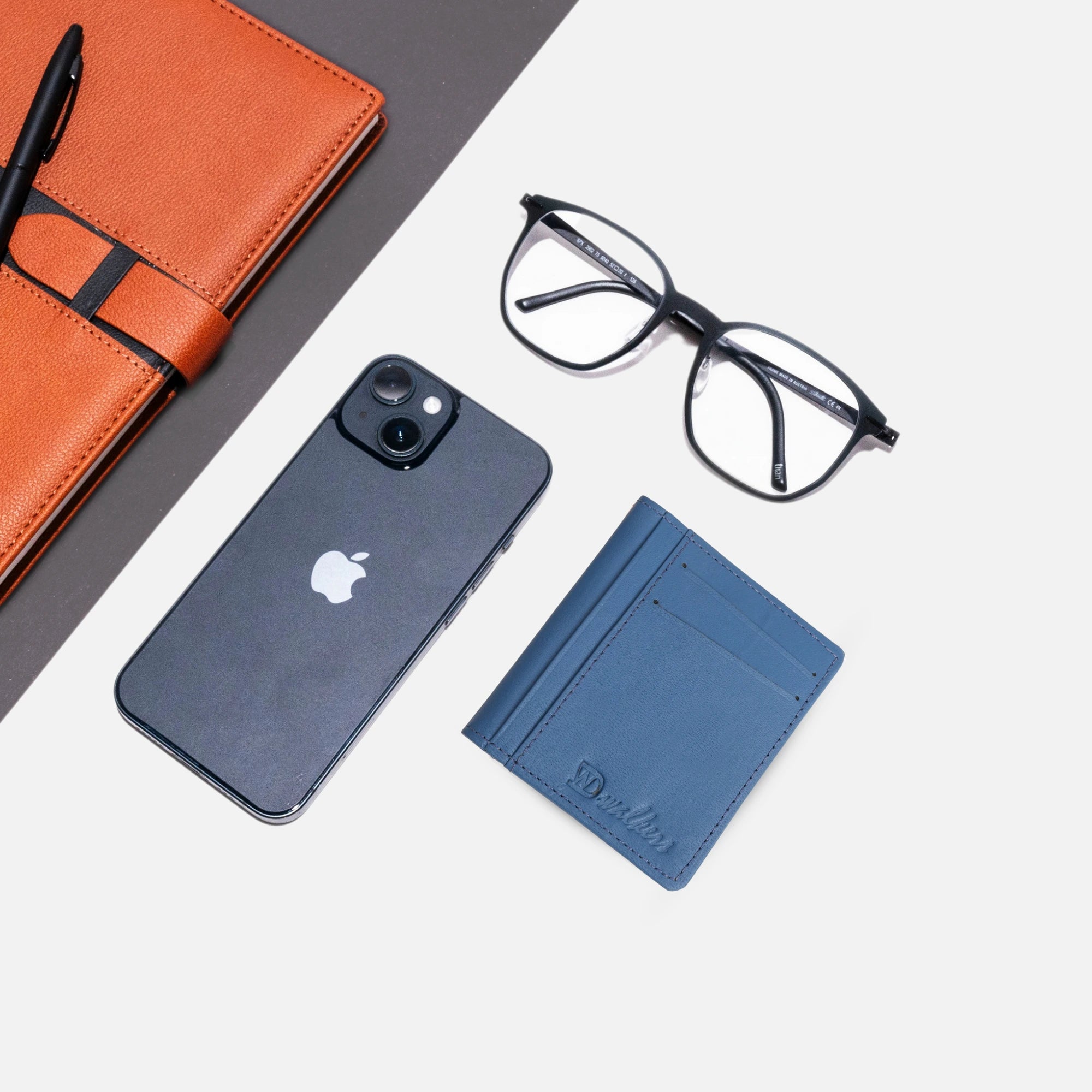 Stylish Blue Leather Card Holder for Men with Card & ID Slots