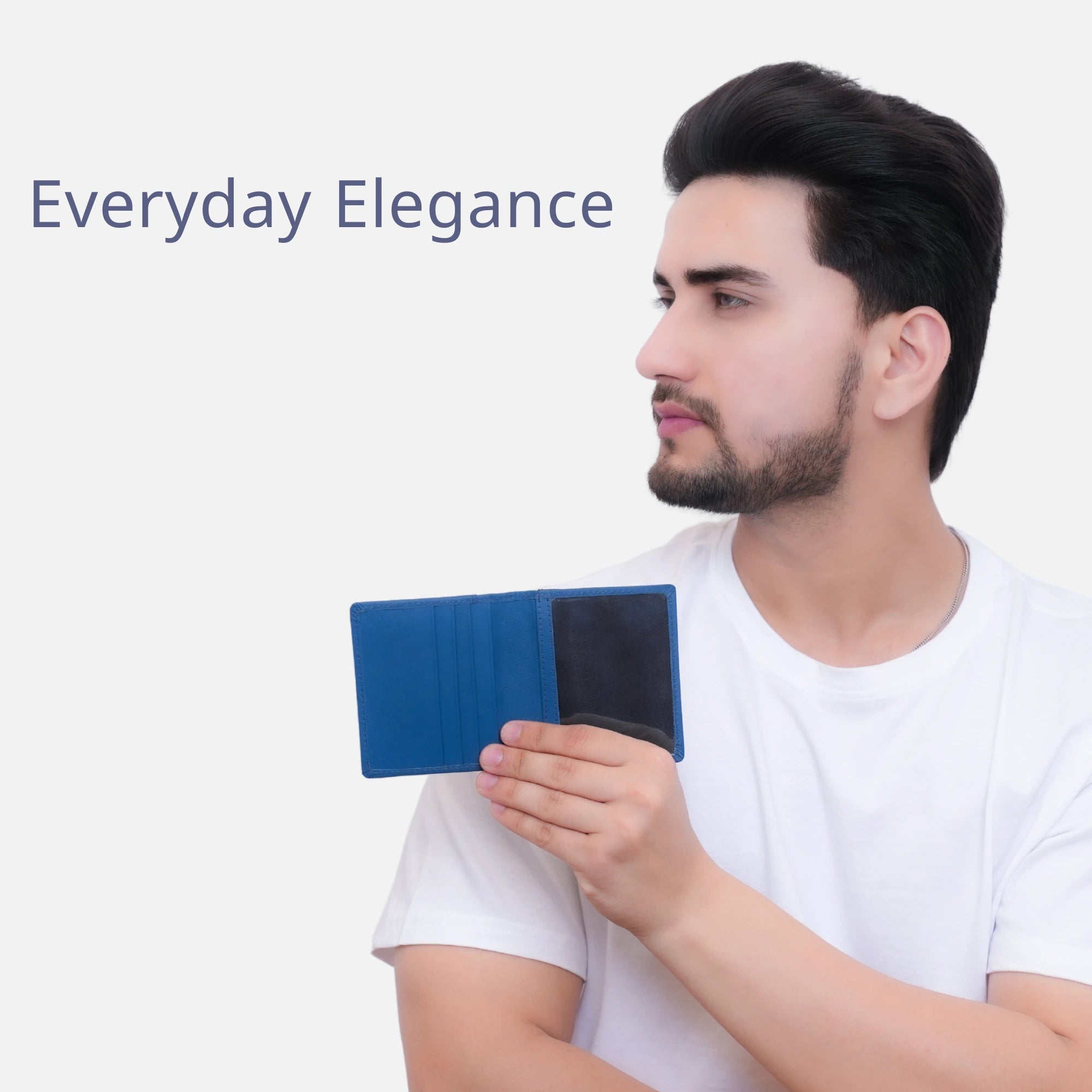 Stylish Blue Leather Card Holder for Men with Card & ID Slots